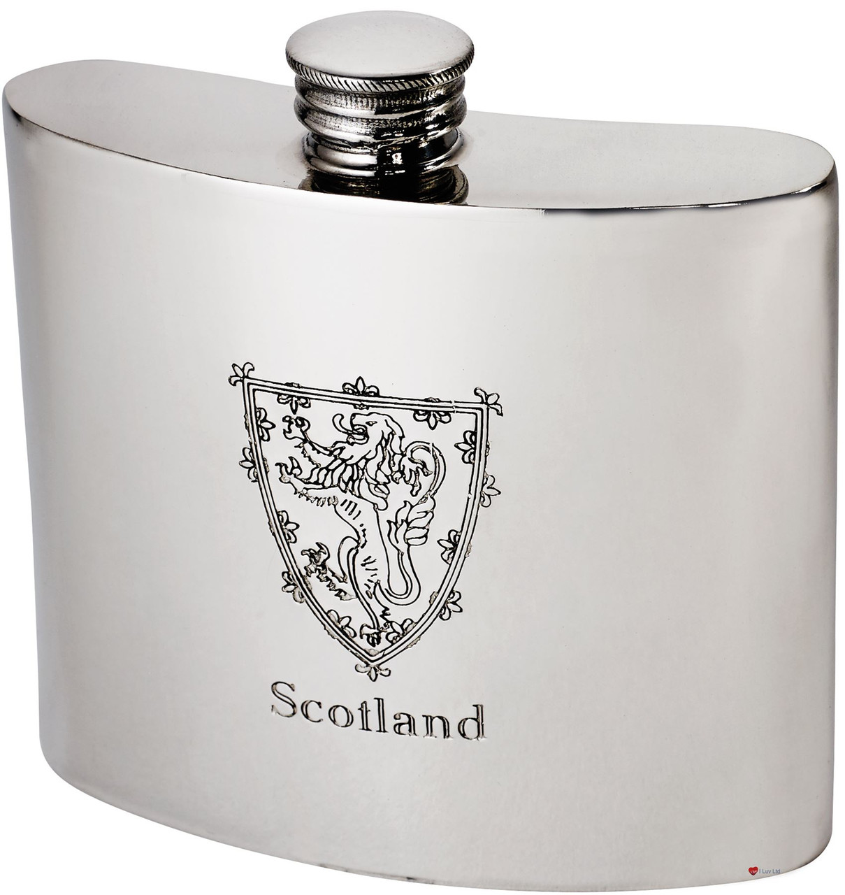 Pewter Hip Flask Kidney Shape 6oz Rampant Lion Of Scotland Ideal Gift Engravable
