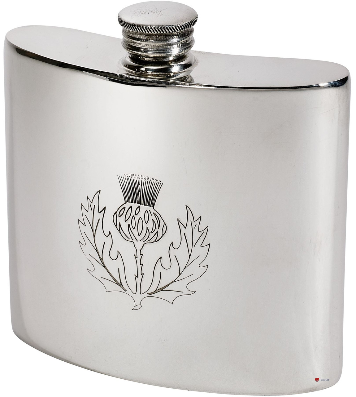 Hip Flask 6oz Scottish Thistle Pewter Kidney Ideal for Engraving