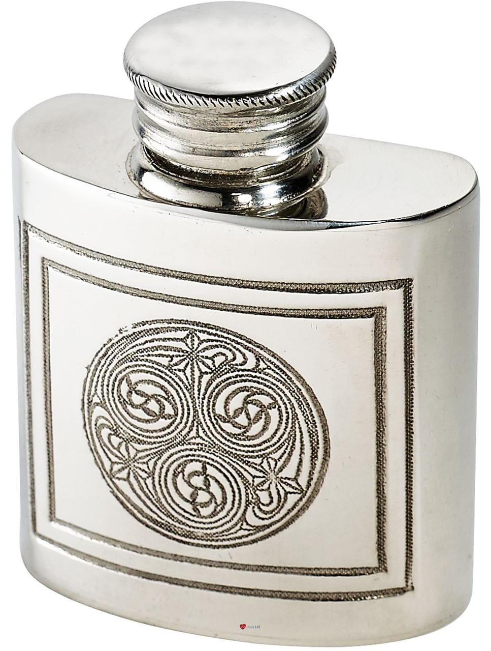 1oz Purse size Kells Embossed Flask Kidney Shape