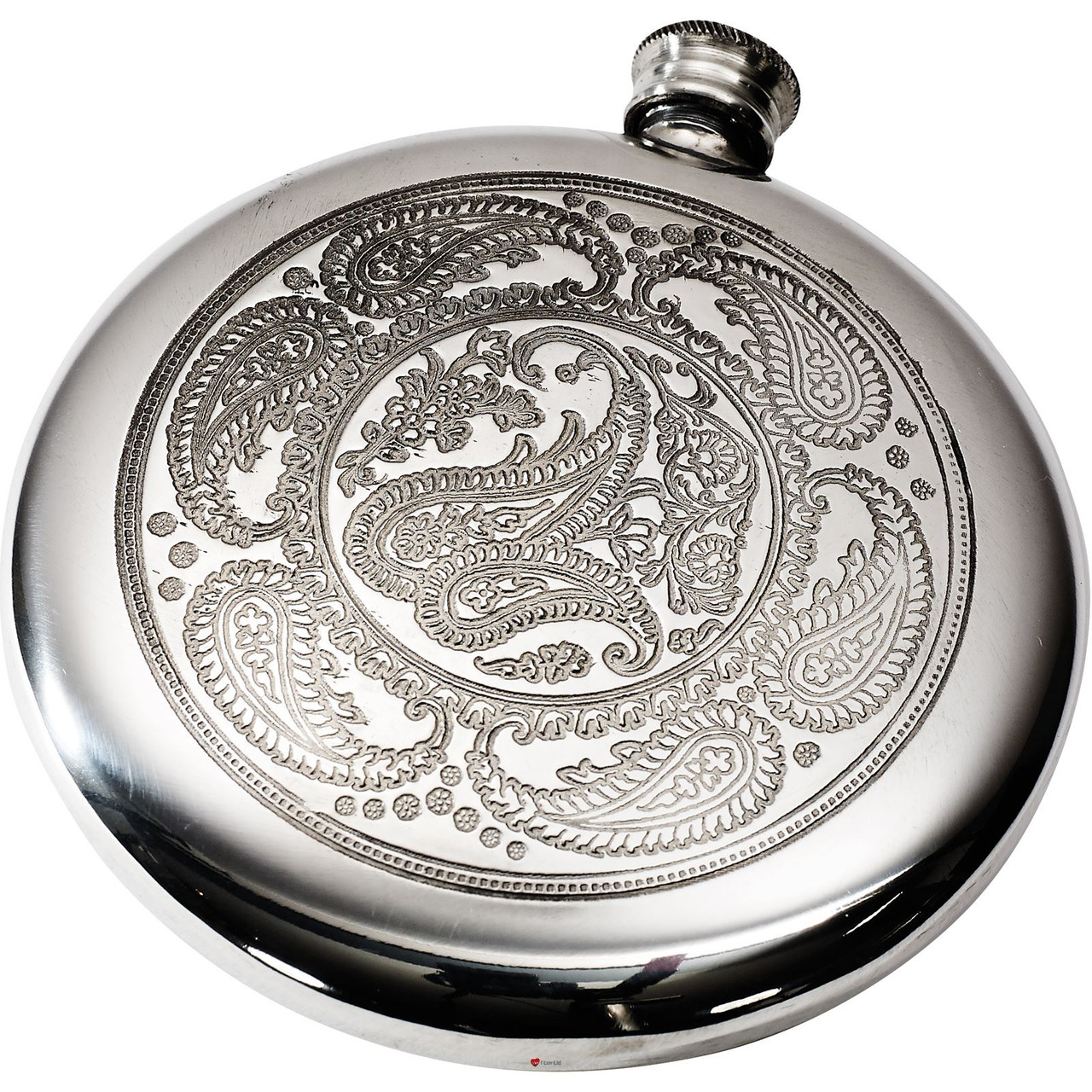 Round Hip Flask Scottish Sporran Flask 4oz Paisley Design Ideal for engraving