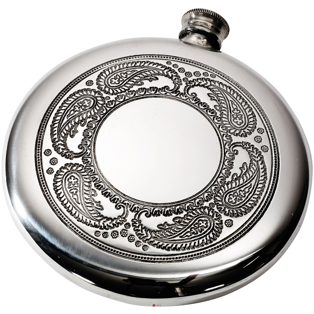 Round Hip Flask Scottish Sporran Flask 4oz Paisley Design Ideal for engraving