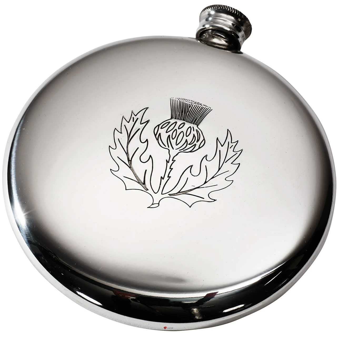 Round Hip Flask Scottish Sporran Flask Thistle  4oz Ideal for Engraving