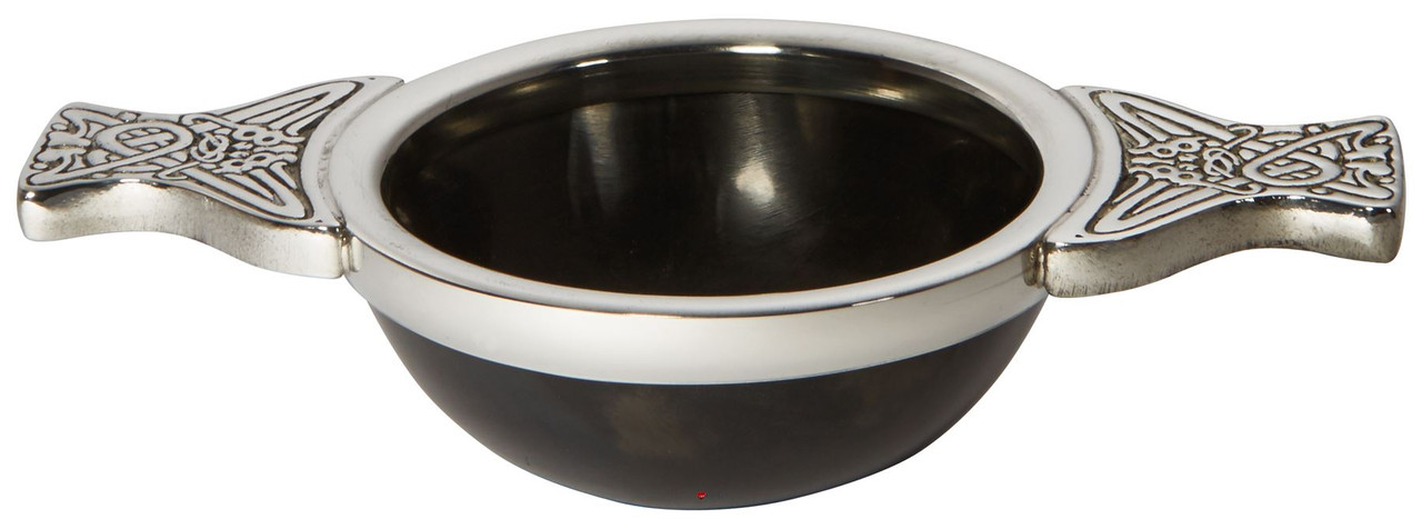 60mm Horn and Pewter Scottish Quaich Cup of Friendship Ideal Christening Gift