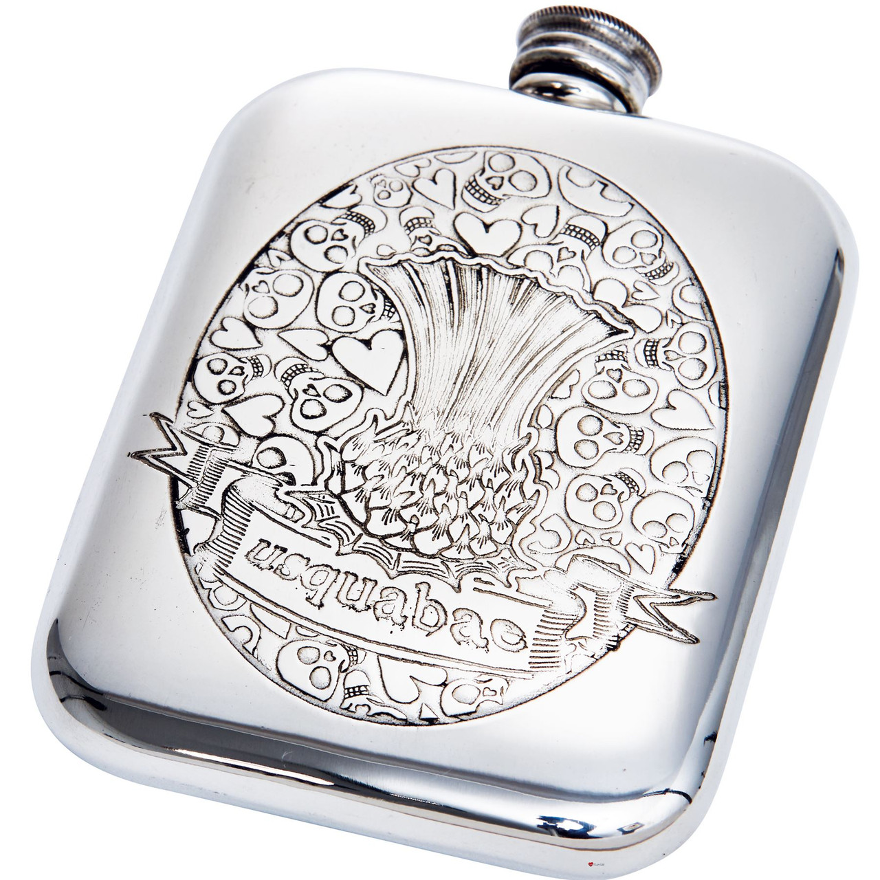 Pocket Hip Flask 6oz. Usquabae Scottish Thistle Gaelic For Whisky water of life Ideal Unique Gift