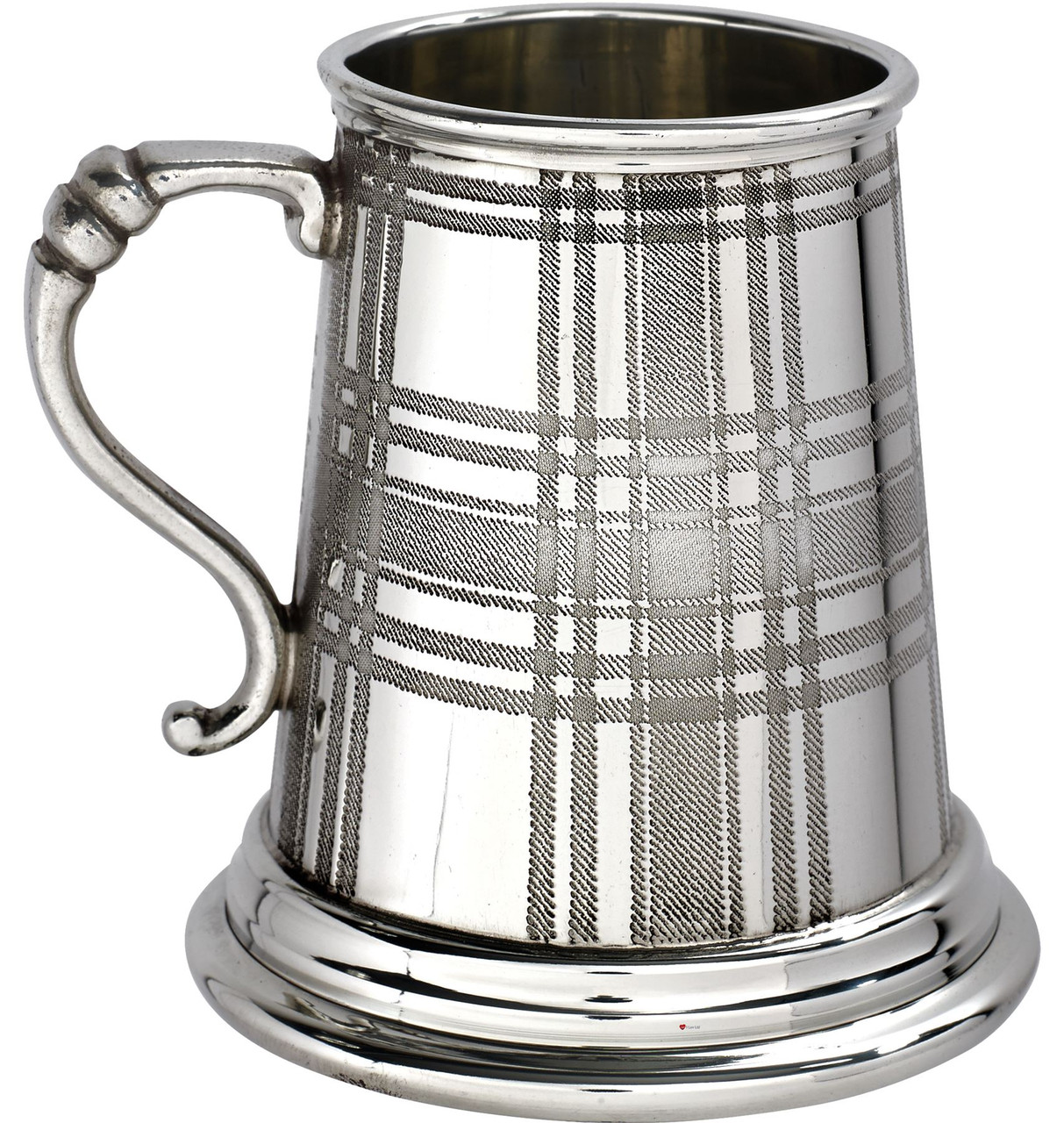 Christening Gift Tankard 1/4 Pint Full Wrap Tartan Baby Mug Pewter Cup Engraving space on front