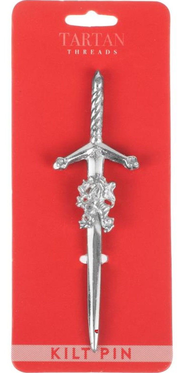 Scottish Kilt Pin In Claymore Lion Style Design With Chrome Finish