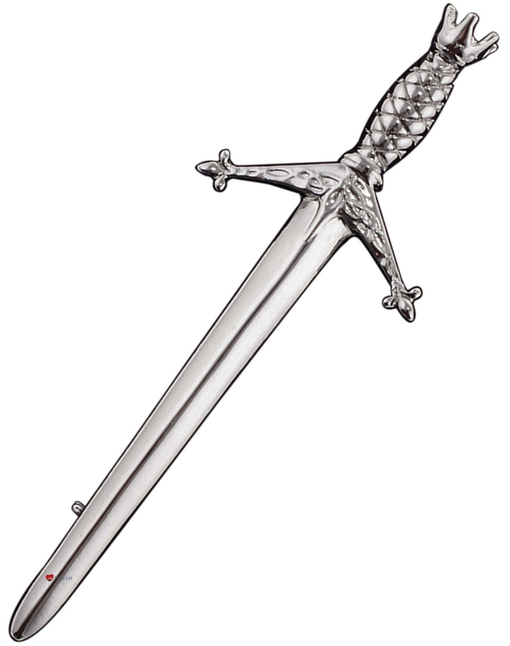 Scottish Accessories Kilt Pin & Carry Pouch Pewter Plain Chrome Finish Gift from Scotland