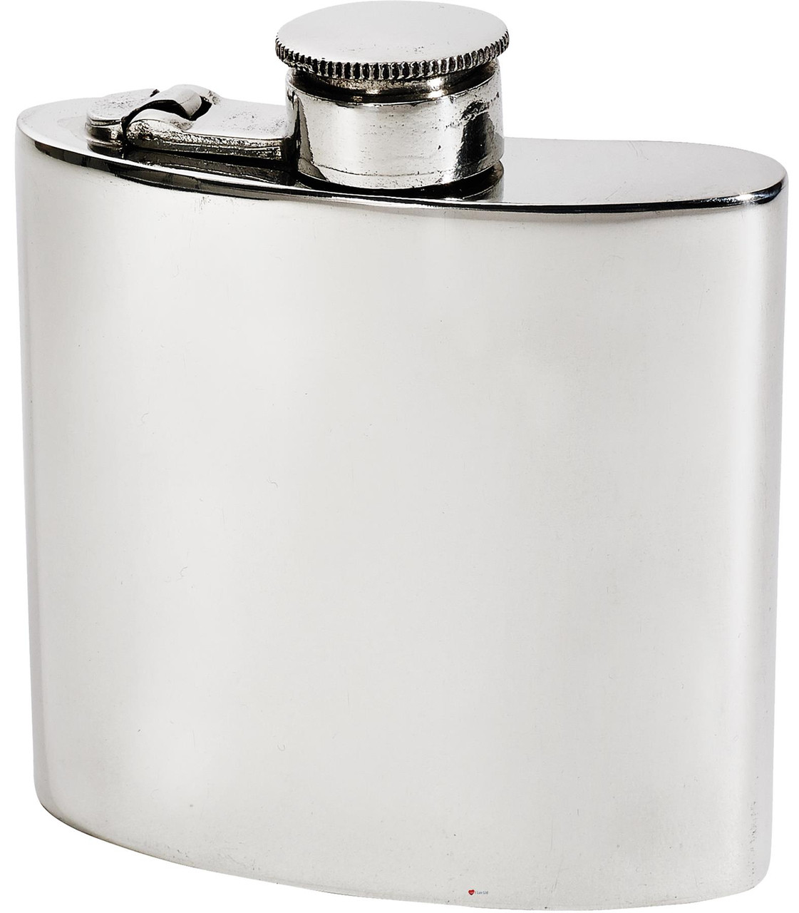 Kidney Shape Flask 4oz Pewter in Plain Polished Finish with Captive Top
