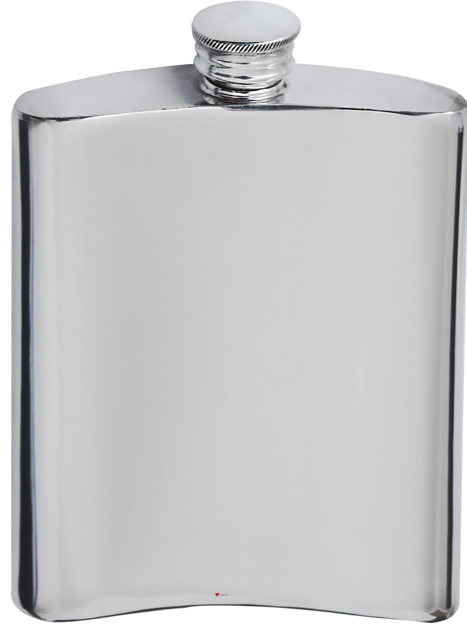 Large Kidney Shape Flask 10oz Pewter in Plain Polished Finish