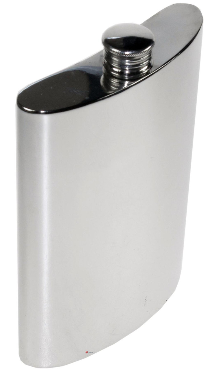 Large Kidney Shape Flask 10oz Pewter in Plain Polished Finish