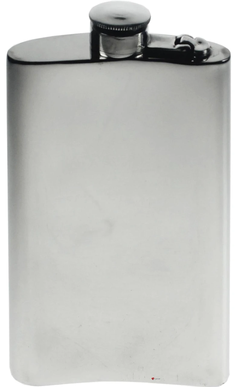 Kidney Shape Flask 8oz Pewter in Plain Polished Finish with Captive Top