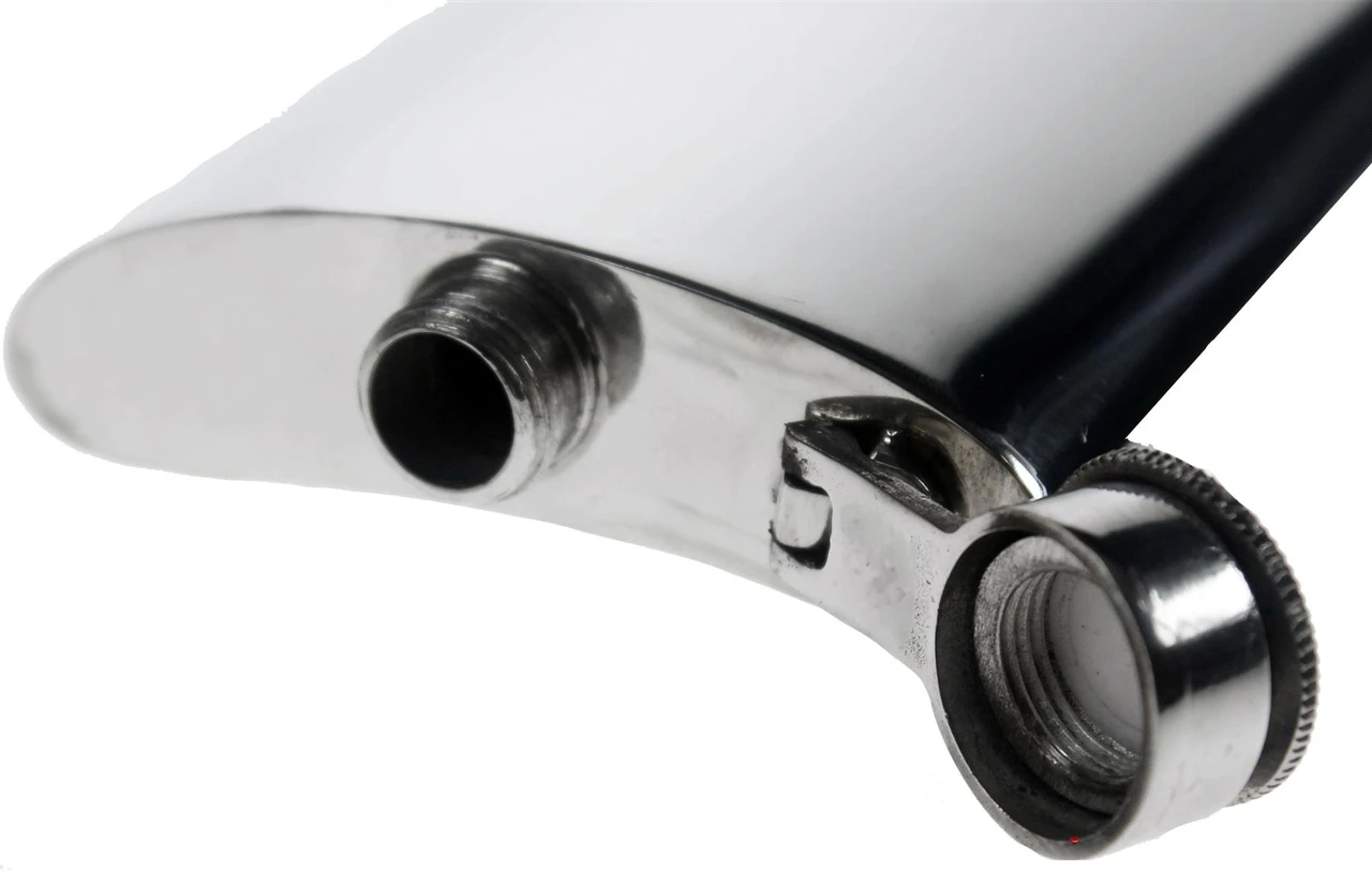 Kidney Shape Flask 8oz Pewter in Plain Polished Finish with Captive Top