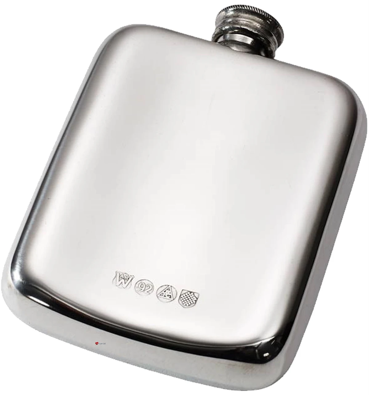 Pocket Hip Flask 4oz Pewter Smooth Rounded with Plain Polished Finish