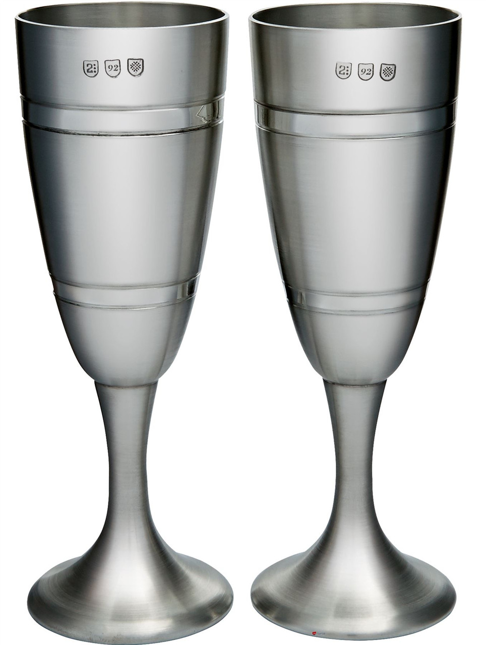 Pair of Part Satin Grooved Champagne Flutes in Silk Lined Presentation Box