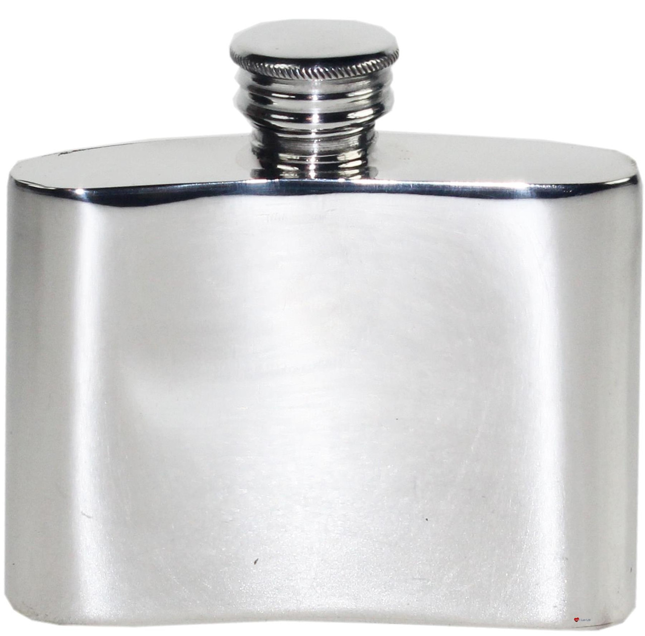 Kidney Shape Flask 2oz Pewter in Plain Polished Finish