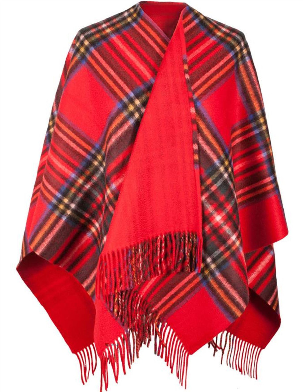 Dunedin Cashmere Double Faced Big Check Mini Cape