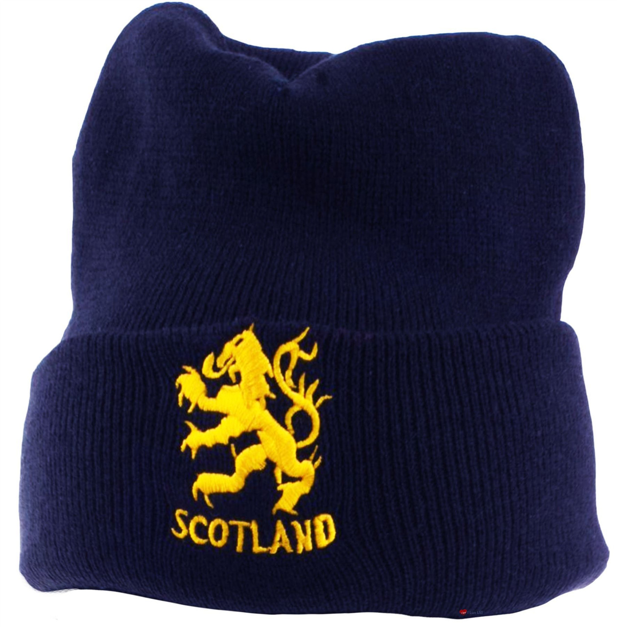 Gold Lion Scotland Beanie Hat Navy Unisex