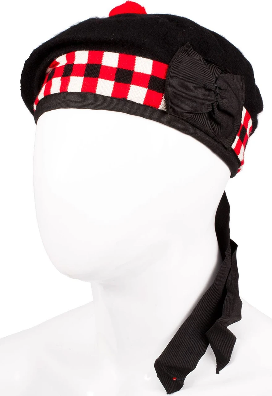 Balmoral Black Red Diced Hat