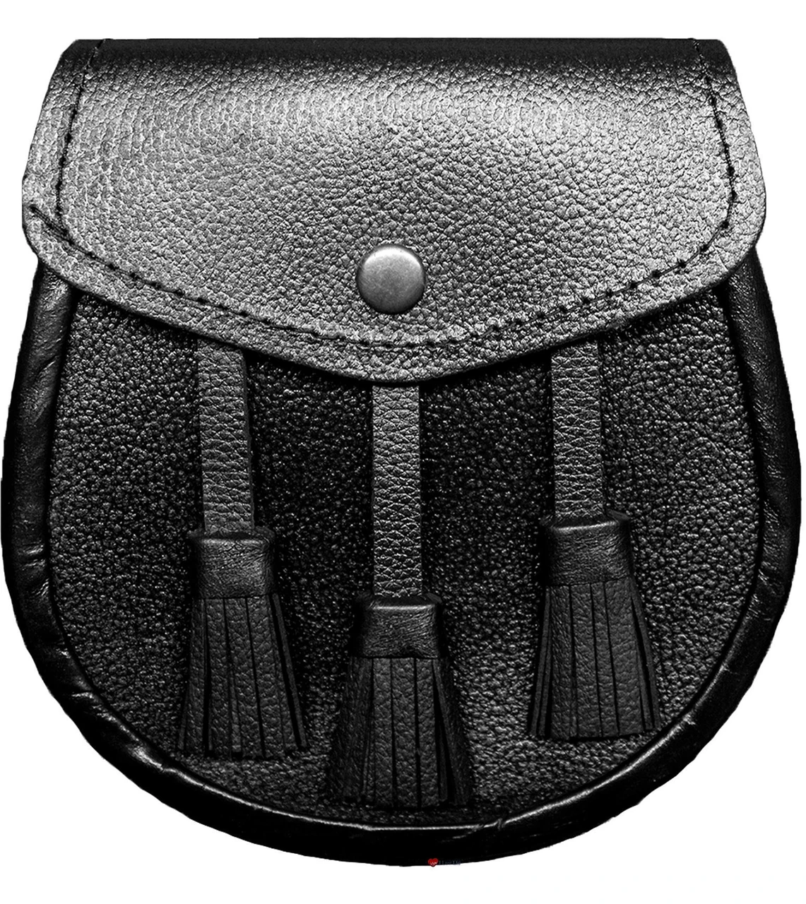 Traditional Scottish Scotland Half Dress Sporran Basic Black Leather 3 Tassels