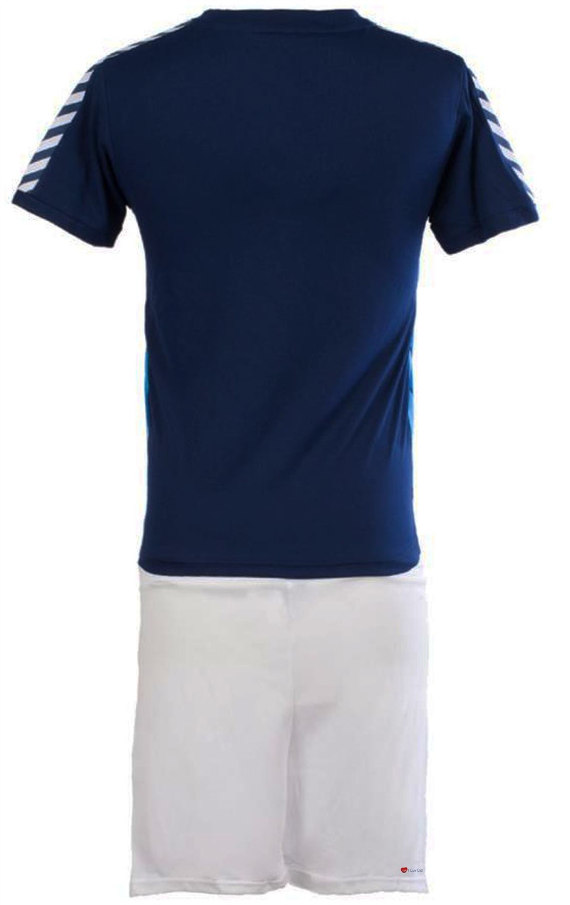 Kids Striped Scotland Football Top Navy-Sky Blue