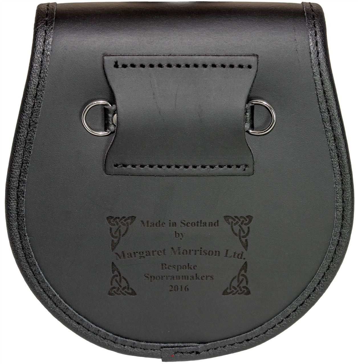 Clan Semi Dress Sporran Plain Leather Flap Scottish Clan Name Crest Abbott-Dyce