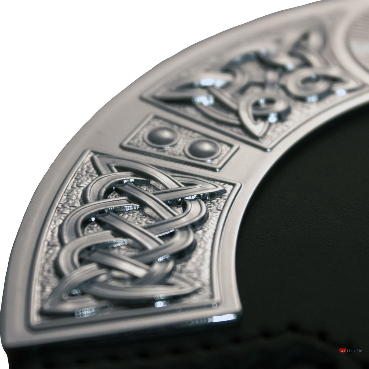 Clan Dress Sporran 3 Tassels Studded Targe Celtic Arch Scottish Clan Name Crest MacInally-Mathieson