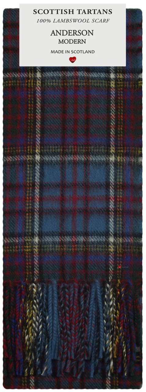 Mens Scarf & Tie Gift Set Wool Tie Anderson Modern Tartan Plaid Design 100% Lambswool Scarf