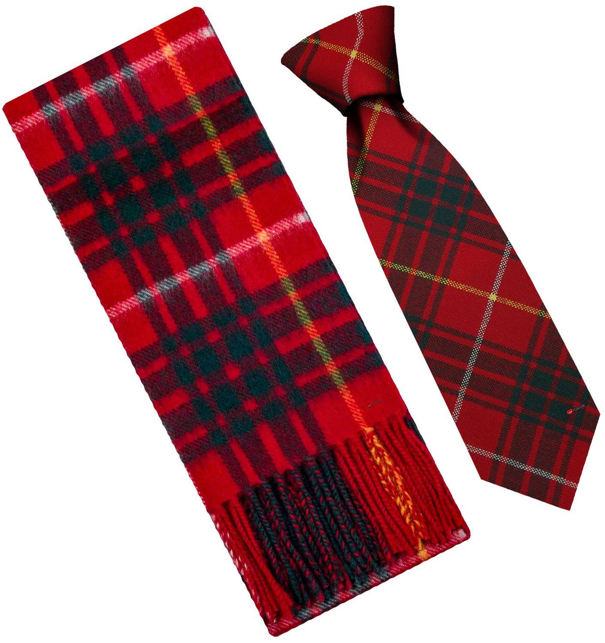 Mens Scarf & Tie Gift Set Wool Tie Bruce Modern Tartan Plaid Design 100% Lambswool Scarf