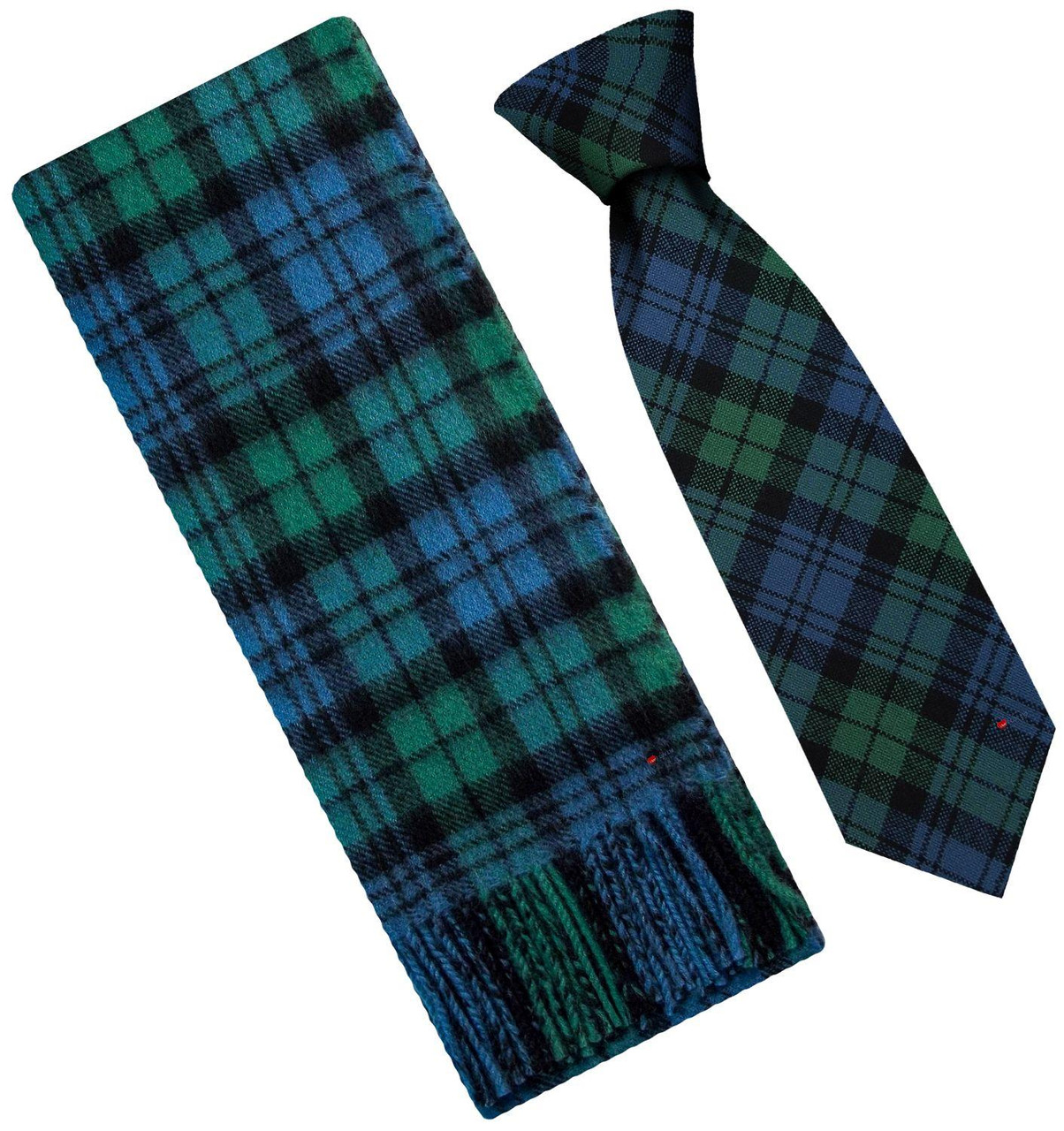 Mens Scarf & Tie Gift Set Wool Tie Campbell Clan Ancient Tartan Plaid Design 100% Lambswool Scarf