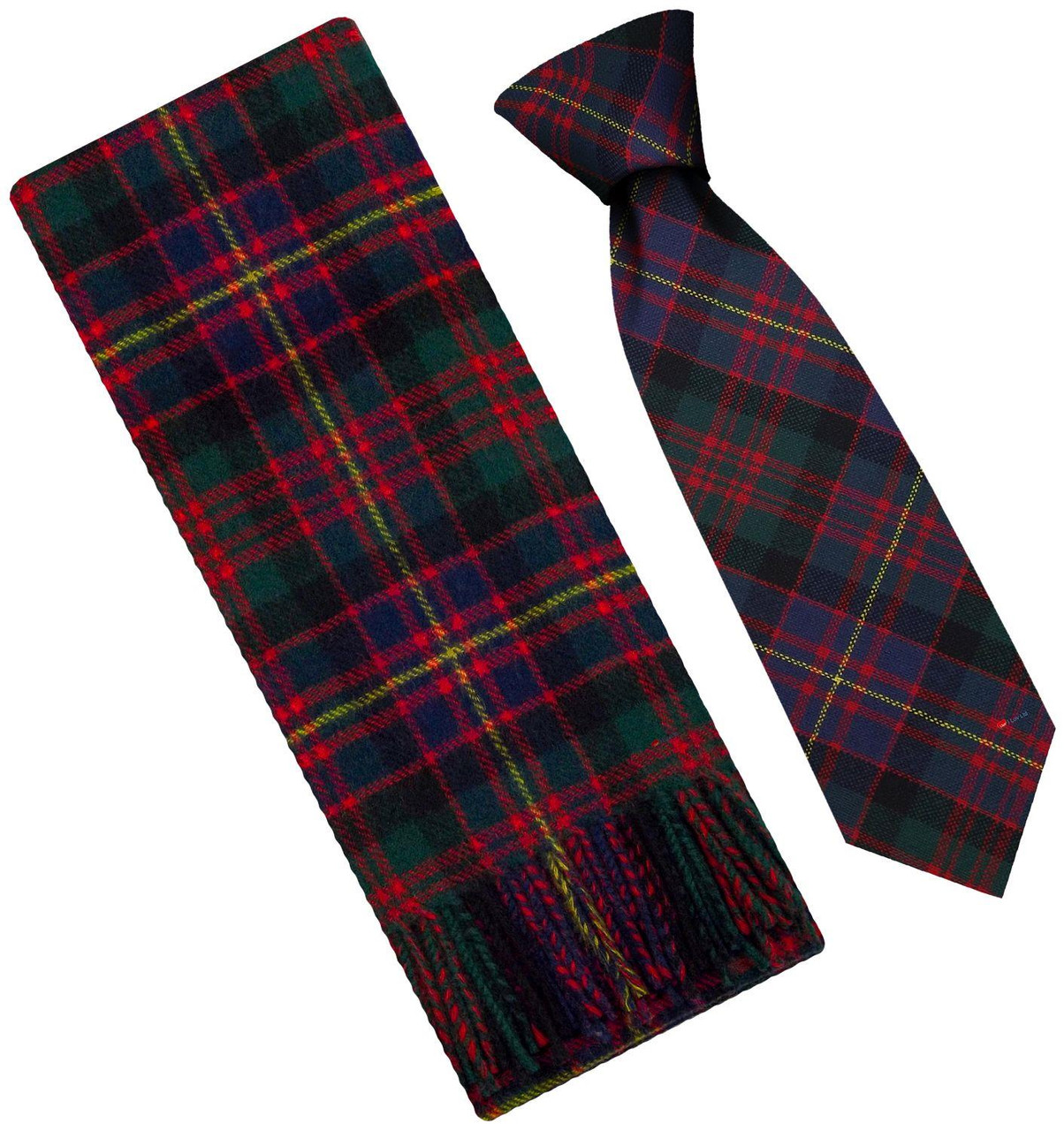Mens Scarf & Tie Gift Set Wool Tie Cameron of Erracht Modern Tartan Plaid Design 100% Lambswool Scarf