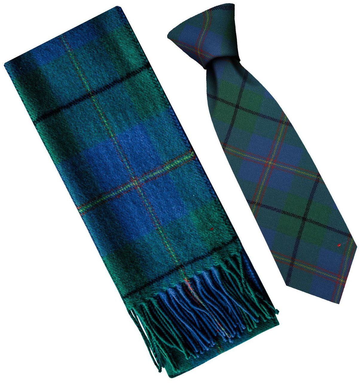 Mens Scarf & Tie Gift Set Wool Tie Carmichael Ancient Tartan Plaid Design 100% Lambswool Scarf
