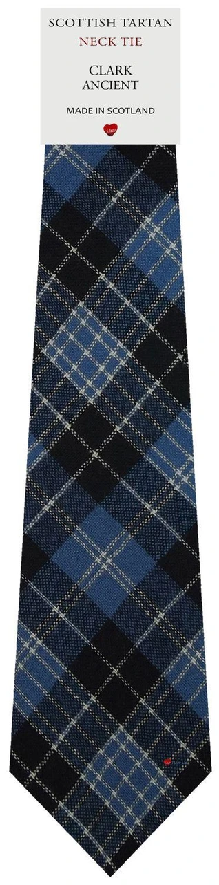 Mens Scarf & Tie Gift Set Wool Tie Clark Ancient Tartan Plaid Design 100% Lambswool Scarf