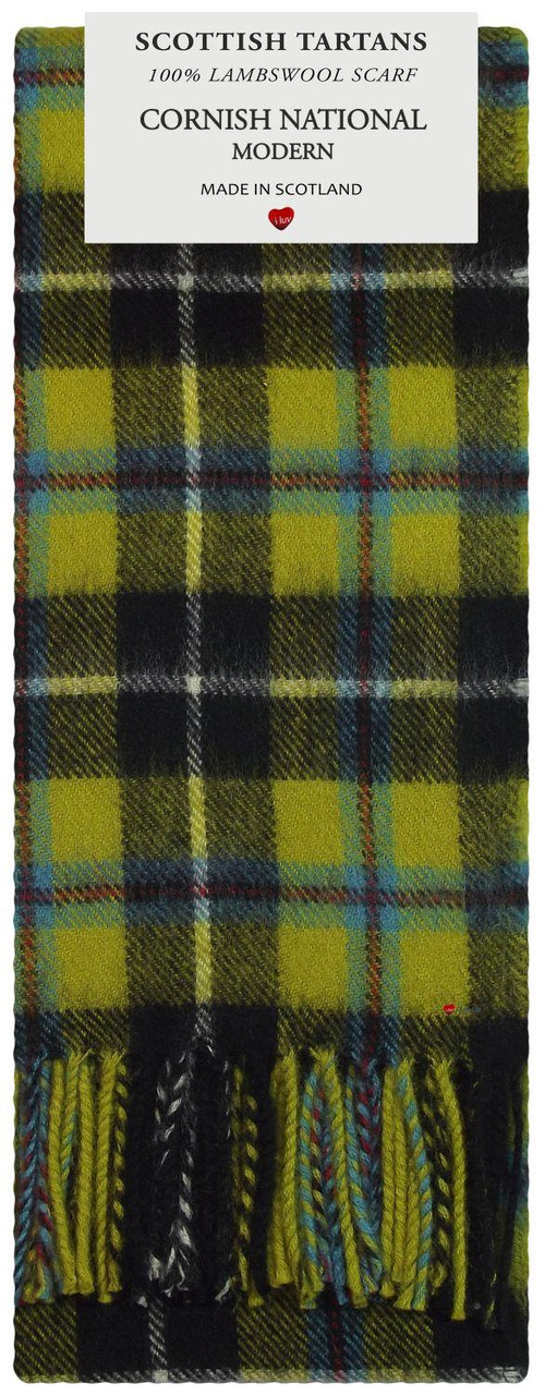 Mens Scarf & Tie Gift Set Wool Tie Cornish National Tartan Plaid Design 100% Lambswool Scarf
