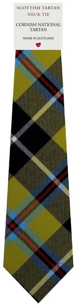 Mens Scarf & Tie Gift Set Wool Tie Cornish National Tartan Plaid Design 100% Lambswool Scarf