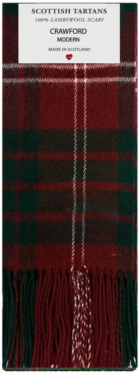 Mens Scarf & Tie Gift Set Wool Tie Crawford Modern Tartan Plaid Design 100% Lambswool Scarf