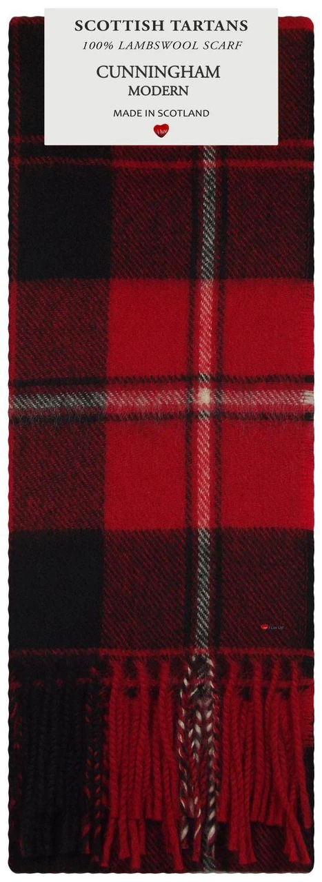 Mens Scarf & Tie Gift Set Wool Tie Cunningham Modern Tartan Plaid Design 100% Lambswool Scarf