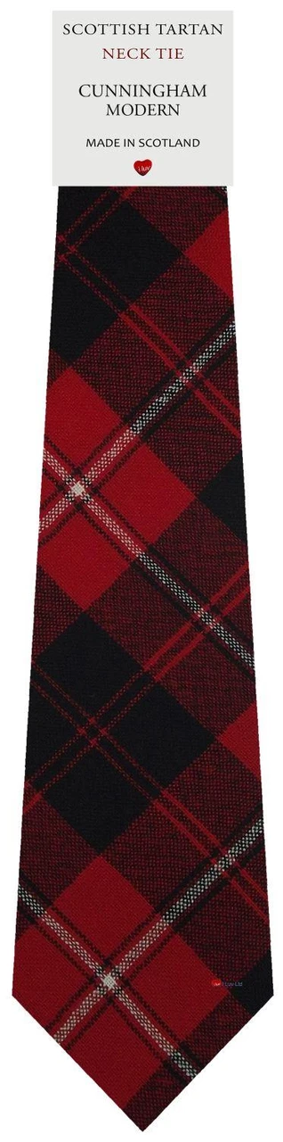 Mens Scarf & Tie Gift Set Wool Tie Cunningham Modern Tartan Plaid Design 100% Lambswool Scarf