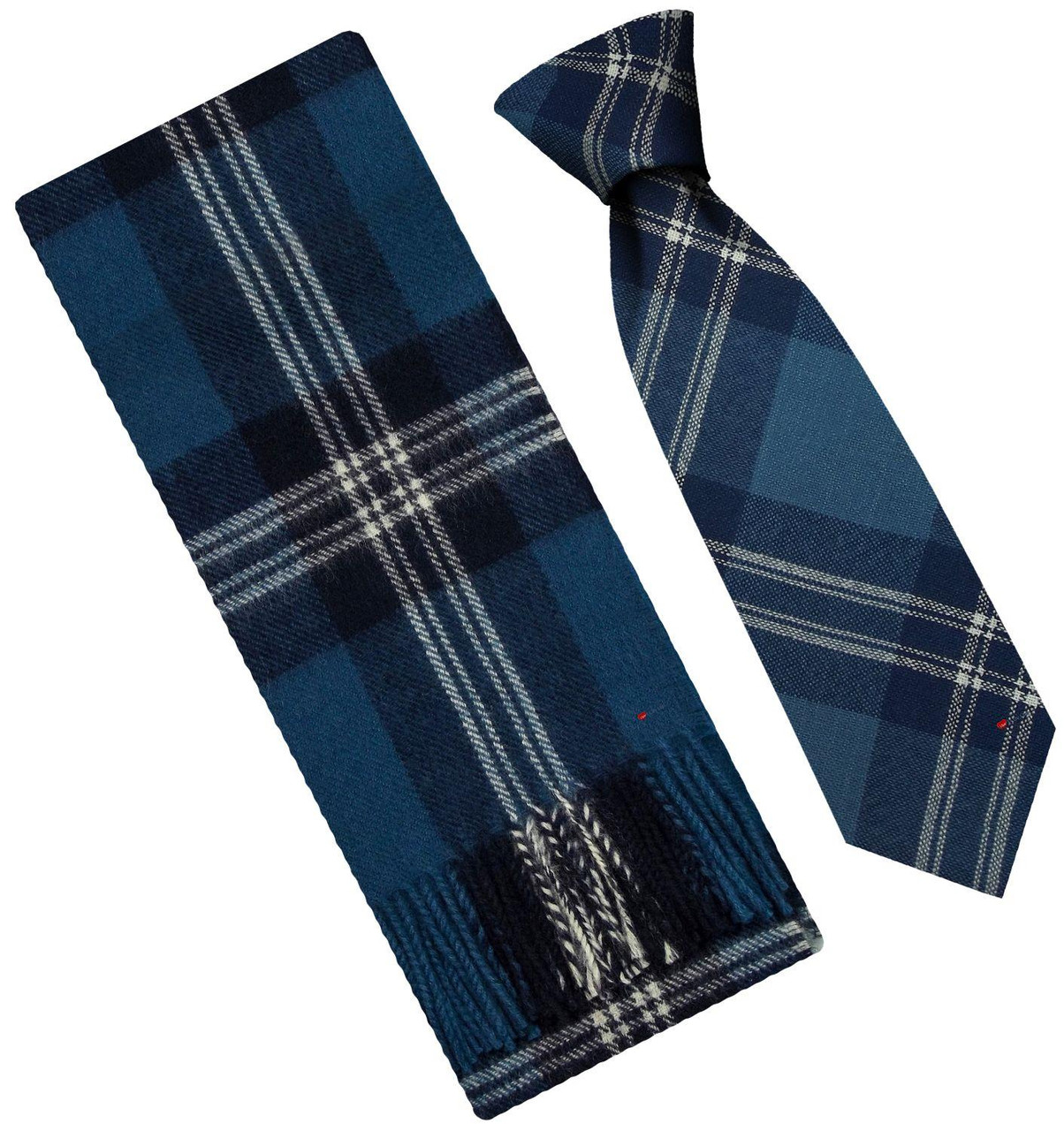 Mens Scarf & Tie Gift Set Wool Tie Earl Of St. Andrews Tartan Plaid Design 100% Lambswool Scarf