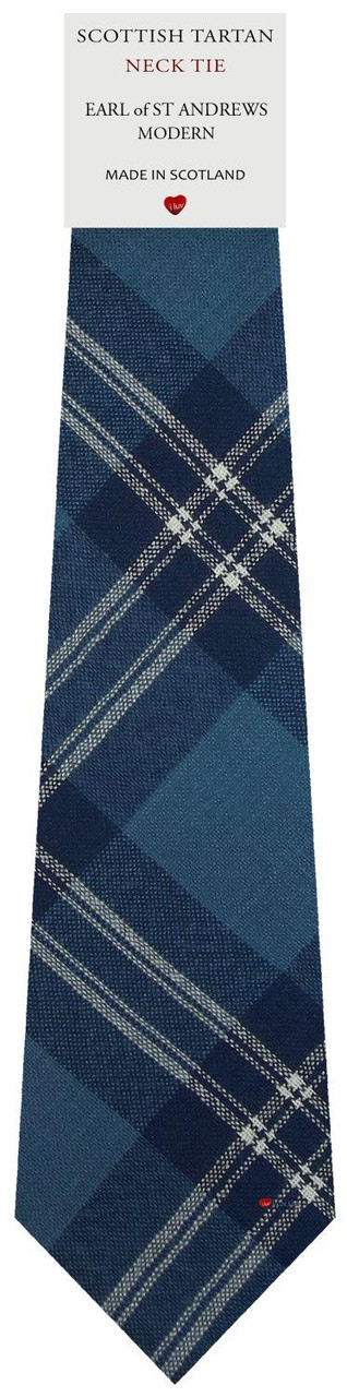 Mens Scarf & Tie Gift Set Wool Tie Earl Of St. Andrews Tartan Plaid Design 100% Lambswool Scarf
