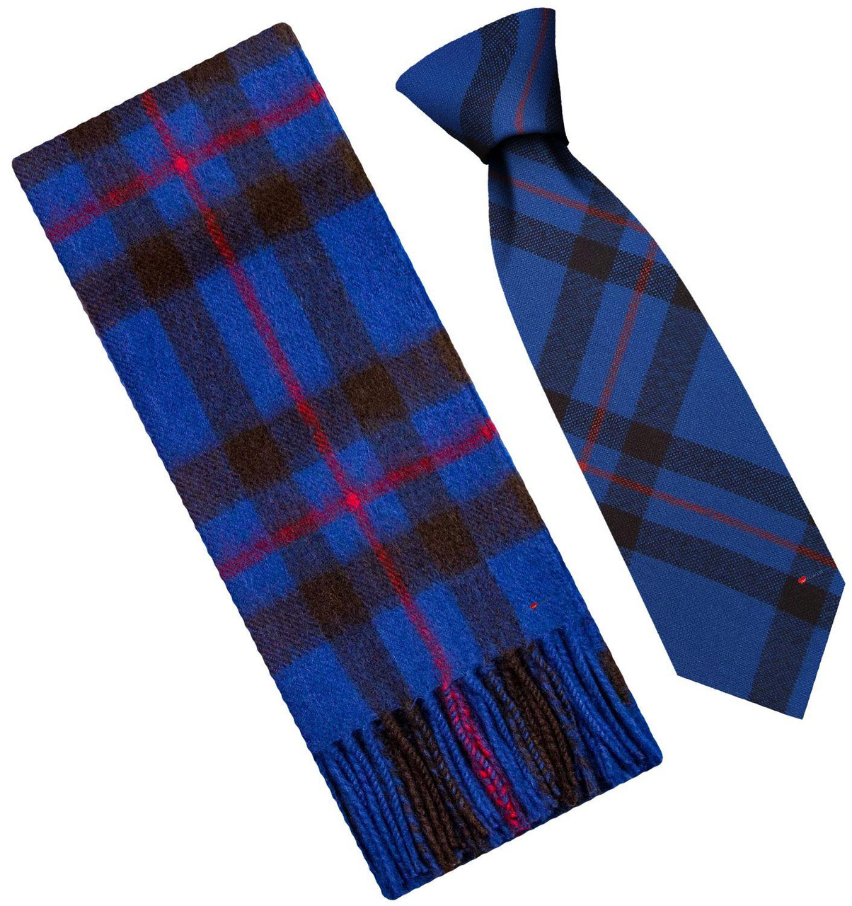 Mens Scarf & Tie Gift Set Wool Tie Elliot Modern Tartan Plaid Design 100% Lambswool Scarf