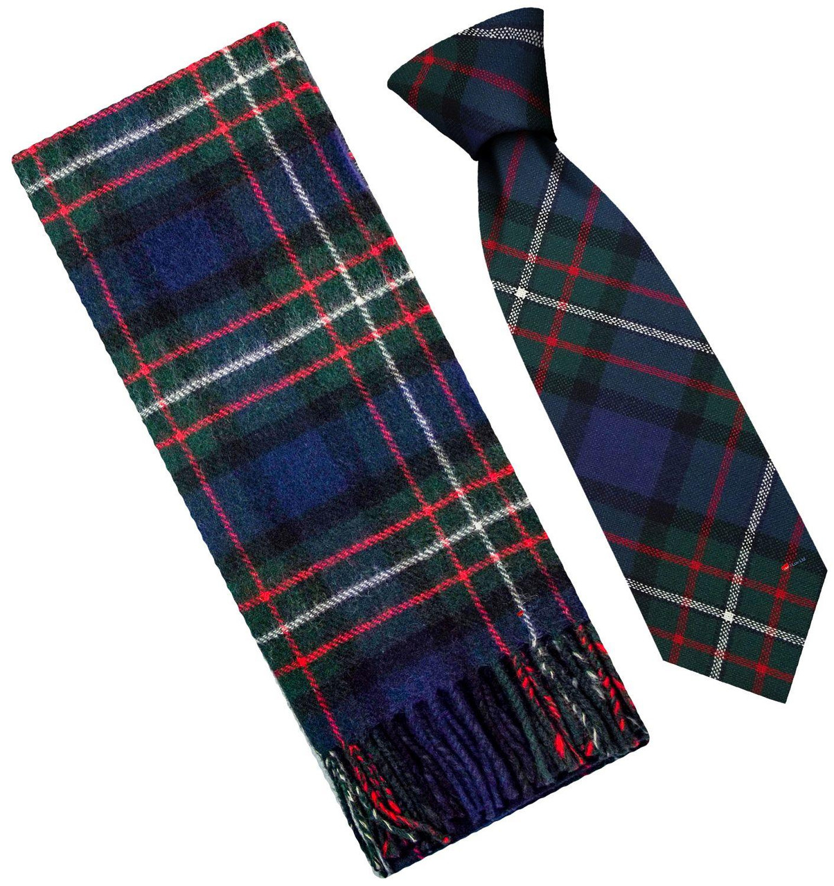 Mens Scarf & Tie Gift Set Wool Tie Ferguson Modern Tartan Plaid Design 100% Lambswool Scarf