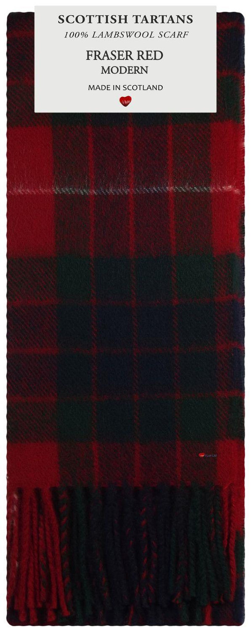 Mens Scarf & Tie Gift Set Wool Tie Fraser Red Modern Tartan Plaid Design 100% Lambswool Scarf