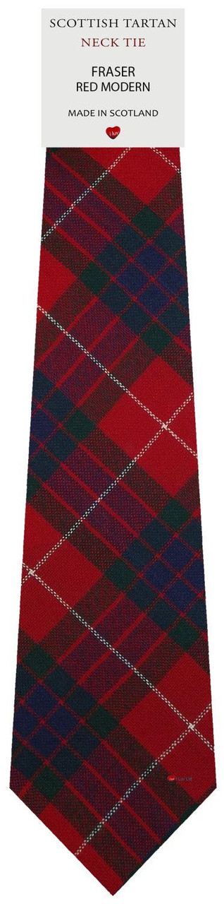 Mens Scarf & Tie Gift Set Wool Tie Fraser Red Modern Tartan Plaid Design 100% Lambswool Scarf