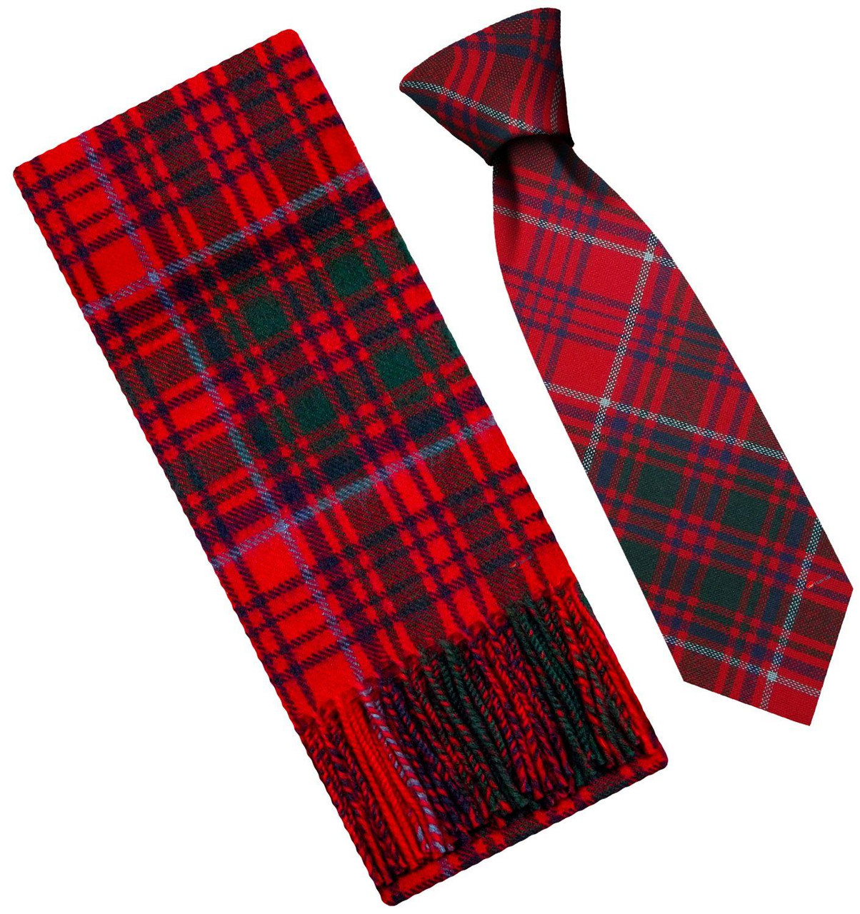 Mens Scarf & Tie Gift Set Wool Tie Grant Clan Modern Tartan Plaid Design 100% Lambswool Scarf