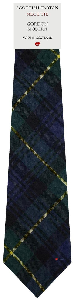 Mens Scarf & Tie Gift Set Wool Tie Gordon Clan Modern Tartan Plaid Design 100% Lambswool Scarf