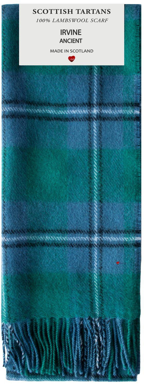 Mens Scarf & Tie Gift Set Wool Tie Irvine Ancient Tartan Plaid Design 100% Lambswool Scarf