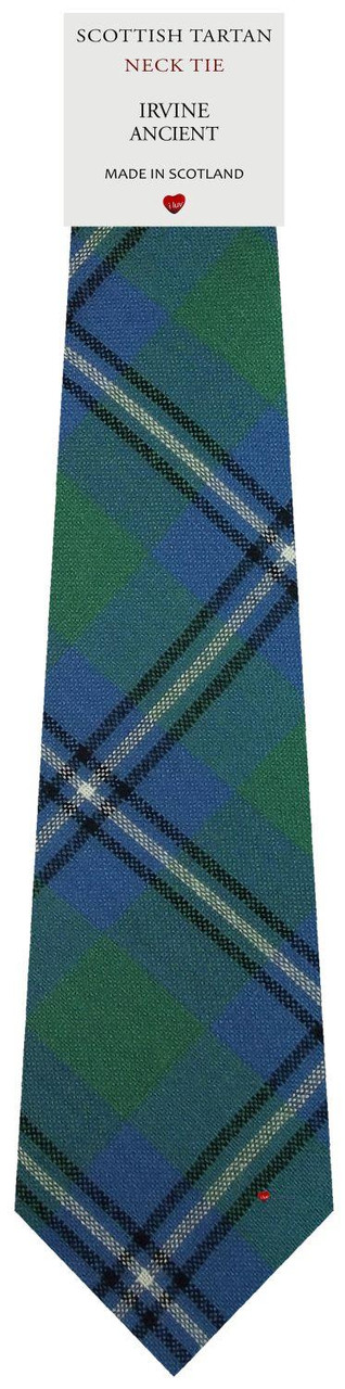 Mens Scarf & Tie Gift Set Wool Tie Irvine Ancient Tartan Plaid Design 100% Lambswool Scarf