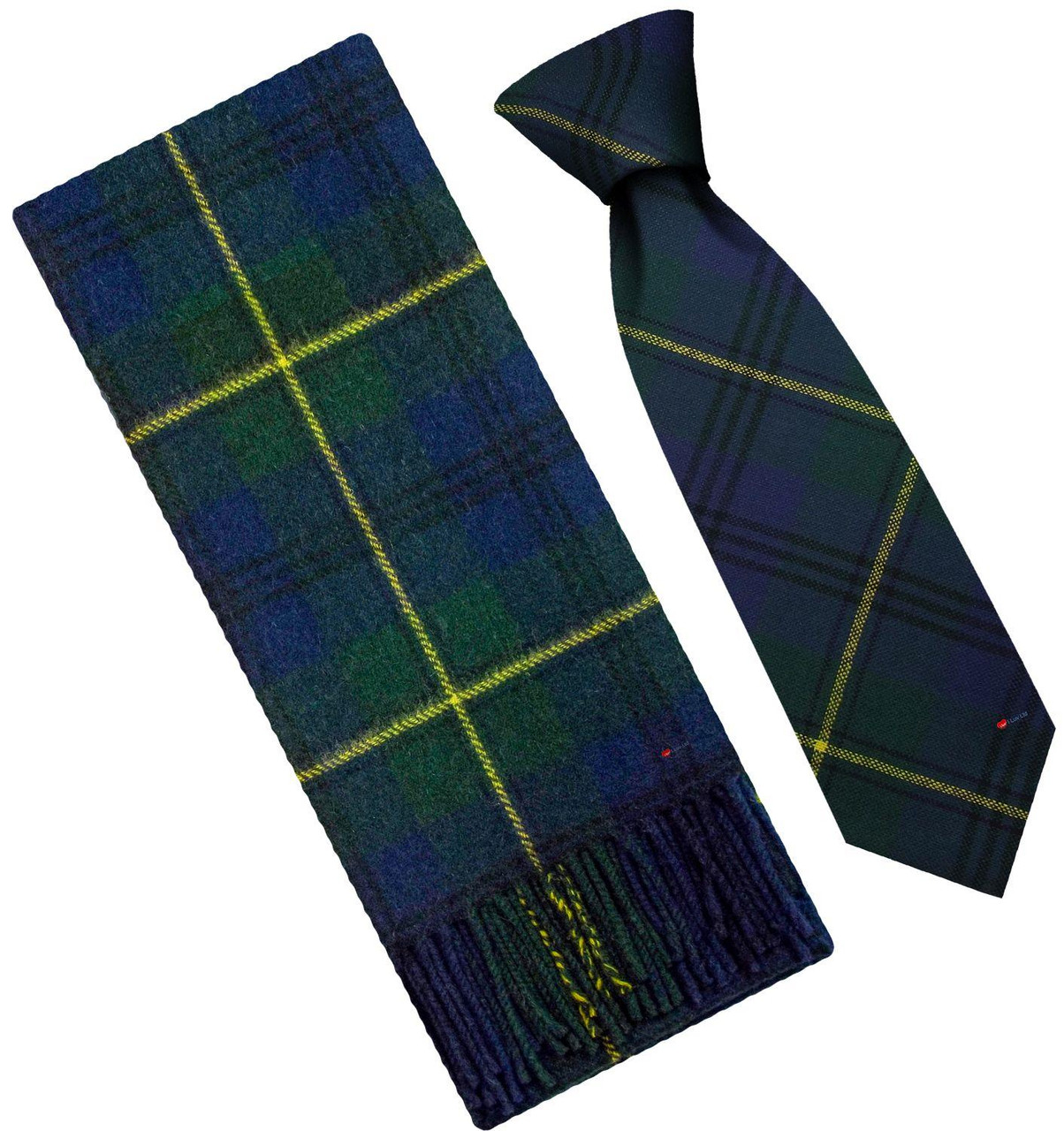 Mens Scarf & Tie Gift Set Wool Tie Johnstone Modern Tartan Plaid Design 100% Lambswool Scarf
