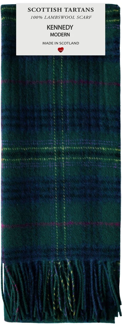 Mens Scarf & Tie Gift Set Wool Tie Kennedy Modern Tartan Plaid Design 100% Lambswool Scarf