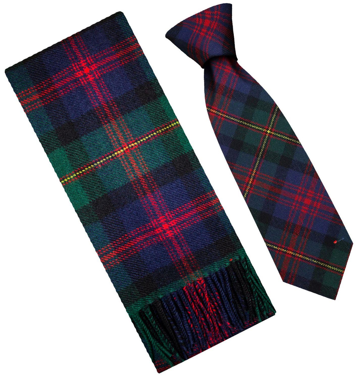 Mens Scarf & Tie Gift Set Wool Tie Logan & MacLennan Tartan Plaid Design 100% Lambswool Scarf